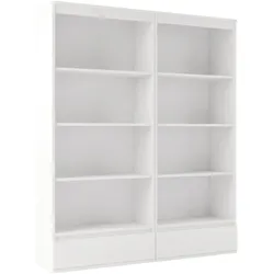 Büroregal Set 2x PALERMO Schrank 2 Schubladen 8 Ablagen für Büro WEISS