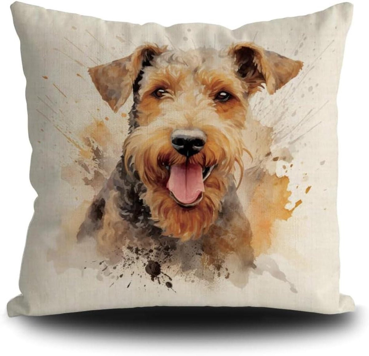 Merkloos Hond Sierkussenhoes - Dubbelzijdig Bedrukt - Meerkleurig - 45 x 45 cm
