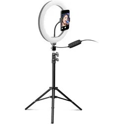 SBS Selfie Ring Light mit Stativ (Ringlicht), Dauerlicht, Schwarz