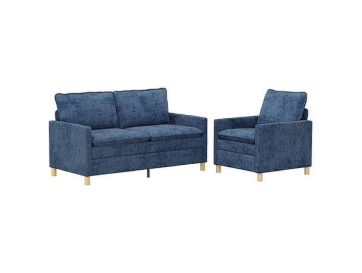 Favemtsl Sofa Set 2-Teilig Couch Set Blau Polstersofa Metallrahmen Bequemes 2-teiliges Polstermöbel Set mit abnehmbarem Polyesterbezug für modernes Wohnzimmer und Büro.