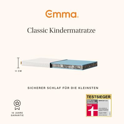 Kindermatratze EMMA "Emma Kindermatratze, atmungsaktiv & waschbar bei 60C", weiß, B:70cm H:11cm L:140cm, Bezug: 100% Polyester, Matratzen, 60 x 120cm & 70 x140cm, Stiftung Warentest " SEHR GUT (1,5)" getestet