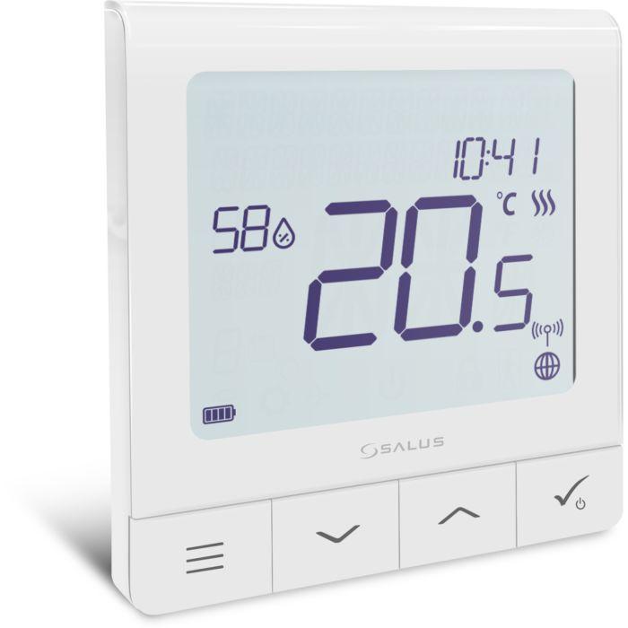Salus ultraflacher Raumthermostat 113611 wiederaufladbarer Akku mit großem Display