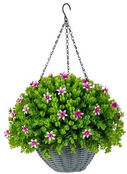 Nearly Natural 21-in UV Resistant Lily and Eucalyptus Hanging Basket (Indoor/Outdoor)