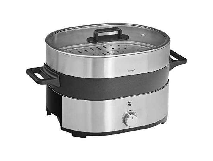WMF Lono Hot Pot & cuiseur vapeur électrique 3\,6 l\, fondue chinoise pour 6 personnes\, cuiseur vapeur électrique\, embout vapeur pour Dim Sum\, Bao\, panier de cuisson\, 1700 W\, acier inoxydable mat