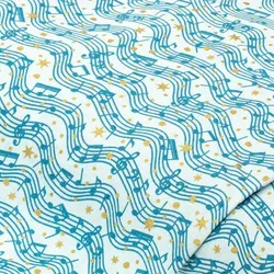 Baumwollstoff Musiknoten "Mona", hellblau/gold