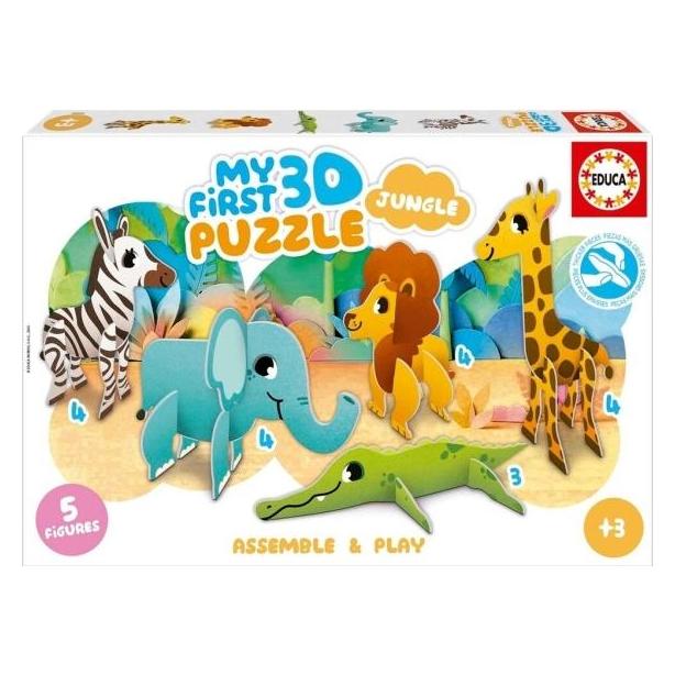 Educa Mein erstes 3D-Puzzle Dschungel 5in1 / 5 Figuren / 3-4 Teile (80-20432)
