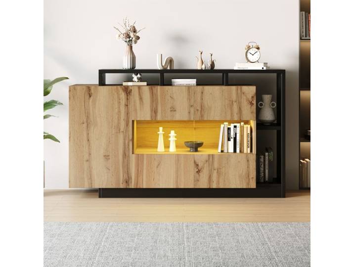 Buffet LED MDF avec rangements et Bluetooth Maisentiel