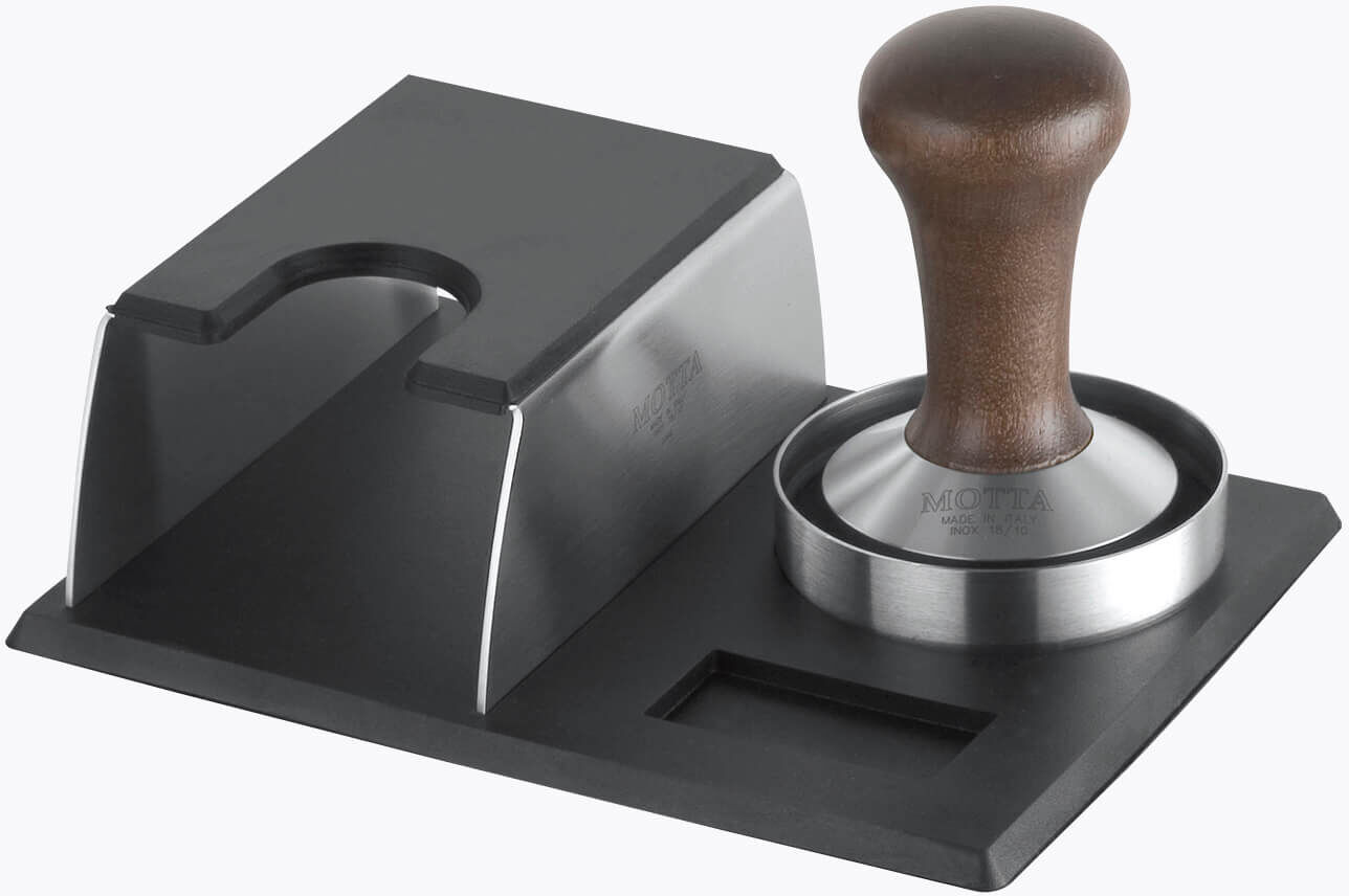 Motta Tamperstationset   Hout   Stamperstation   3-delig   Hoogwaardig RVS voor 58 mm tamper   Professionele barista accessoires voor espresso