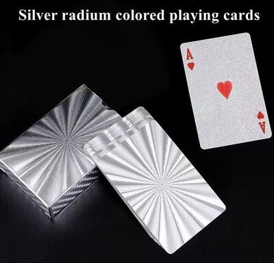 Inspire Daily Merch Waterproof Silver Foil Poker Playing Cards Gift Collection For Holiday Party Chess And Card Games silver Radium