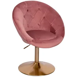 KADIMA DESIGN Loungesessel Samt Rosa / Gold Design Drehstuhl, Clubsessel Polsterstuhl mit Rückenlehne, Drehsessel Cocktailsessel Lounge, Sessel mit