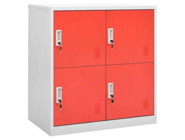 Schließfachschrank Rot 90 x 45 x 92.5 cm aus Stahl Hellgrau Stahl mit Pulverbeschichtung, 4 abschließbare Fächer, 15 kg pro Fachboden, für Flure und Büros