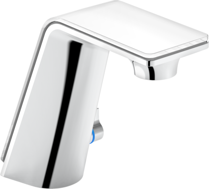 ALESSI Sense by HANSA Waschtischarmatur 07732201 Batteriebetrieb, mit LED-Leuchtanzeige, Ausladung 118 mm, chrom/weiss