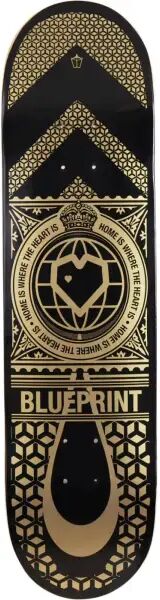 Skateboard Deck Blueprint Home Heart (8.125" - Schwarz/Gold)