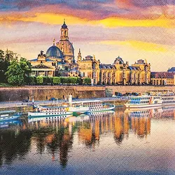 Home Fashion, Dresden View, Lunch-Servietten aufgefaltetes Maß 33 cm x 33 cm, im Viertelfalz, 20 Stück pro Pack, 12 Pack pro Karton