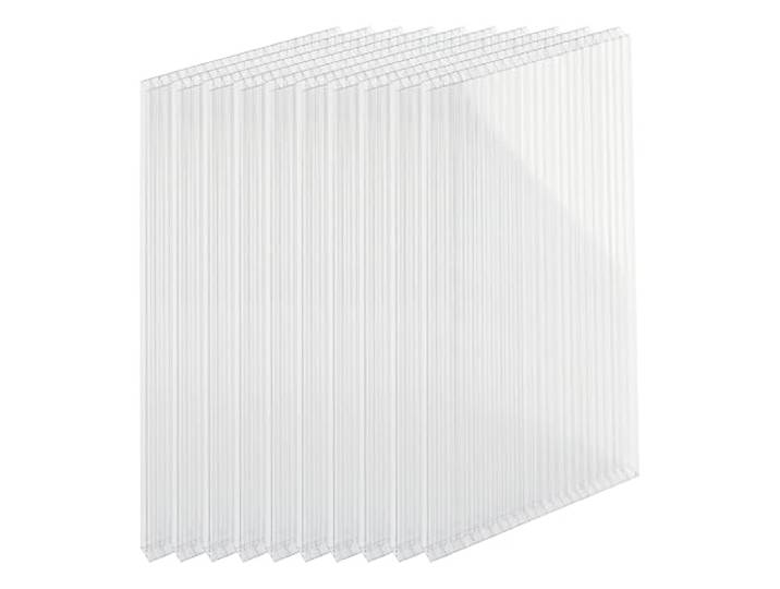 Relaxdays Doppelstegplatten 10er Set, Hohlkammerplatten 6mm, transparent