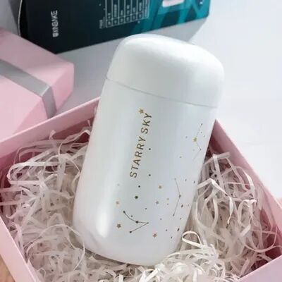 Friendly Fresh Finds Starry Sky Stainless Steel Thermos Bottle Leakproof Vacuum Flask For Coffee & Travel white