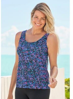Plus Size Women's Classic Tankini Top by Swim 365 in Black Confetti (Size 28)