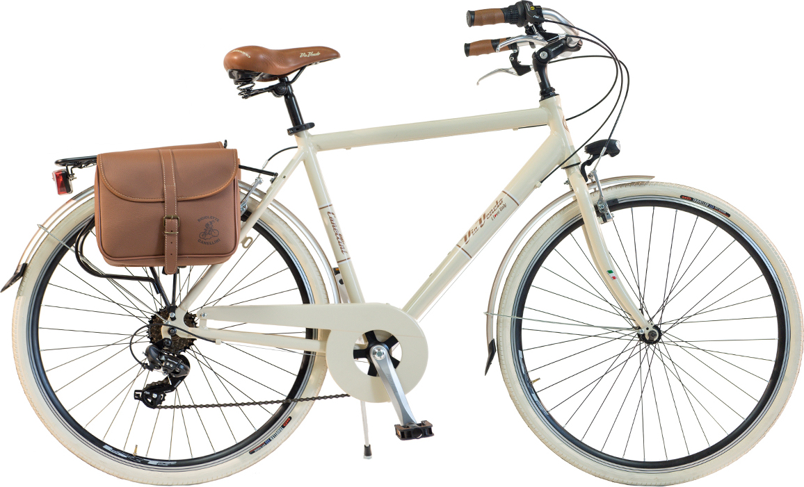 Via Veneto by Canellini Fahrrad Citybike Mann Aluminium mit Seitentaschen - Beige 50