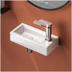 Emke, Waschbecken, Waschbecken Reckiger Waschbecken Keramik Waschbecken Waschtisch Hängewaschbecken, Hahnloch Rech