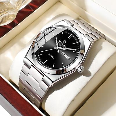 Friendly Fresh Finds Luxury Stainless Steel Waterproof Quartz Watch For Men Business & Leisure black