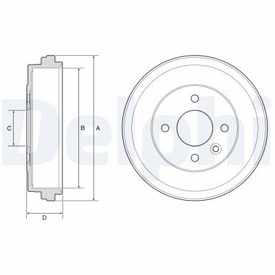 DELPHI Bremstrommel BF637 für NISSAN