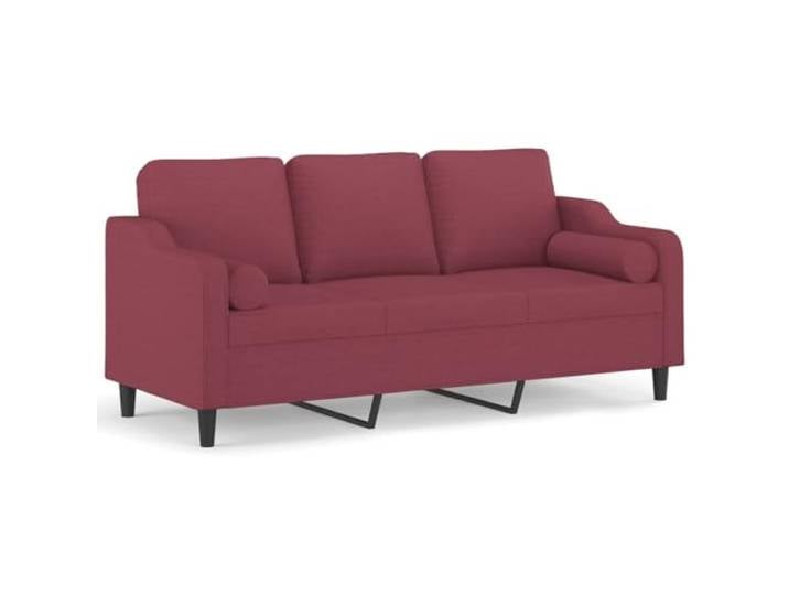 Makastle 3 Sitzer Sofa Couch mit Zierkissen Weinrot 180 cm Stoff