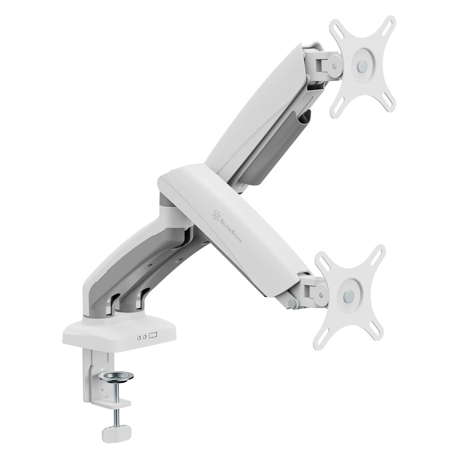 Silverstone SST-ARM26W - Dual Monitor Arm with mechanical springs and plastic armor, adjustable, 180 (Tisch, 32", 9 kg) (SST-ARM26W)