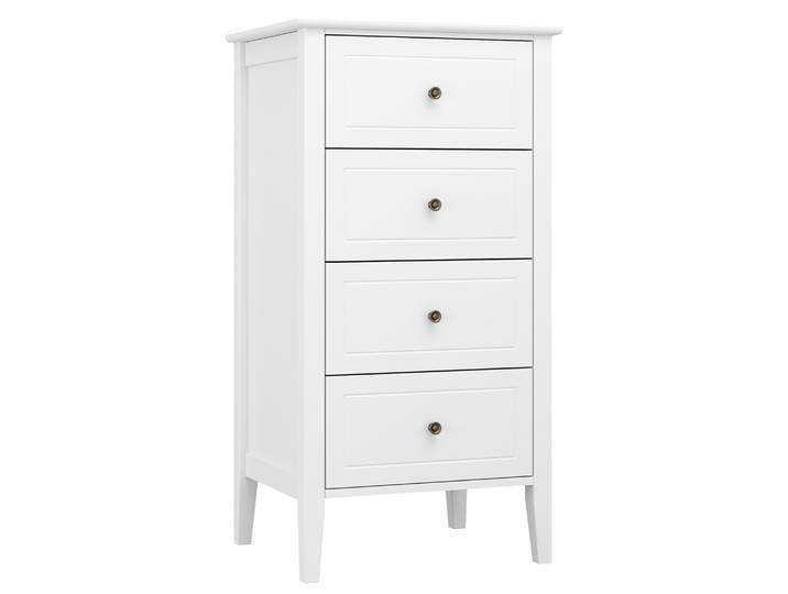Getone Commode Blanche, Commode avec 4 Tiroirs, Meuble de Rangement pour Salon, Petite Table de Chevet, 50x40x95cm