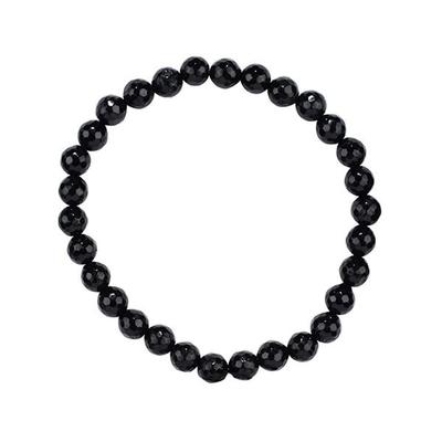 Armband, Schörl facettiert, Kugeln 6mm