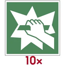 LimarLite Rettungszeichen »Notausgangsvorrichtung, die nach zerschlagen einer Scheibe zu e, 15x15 cm