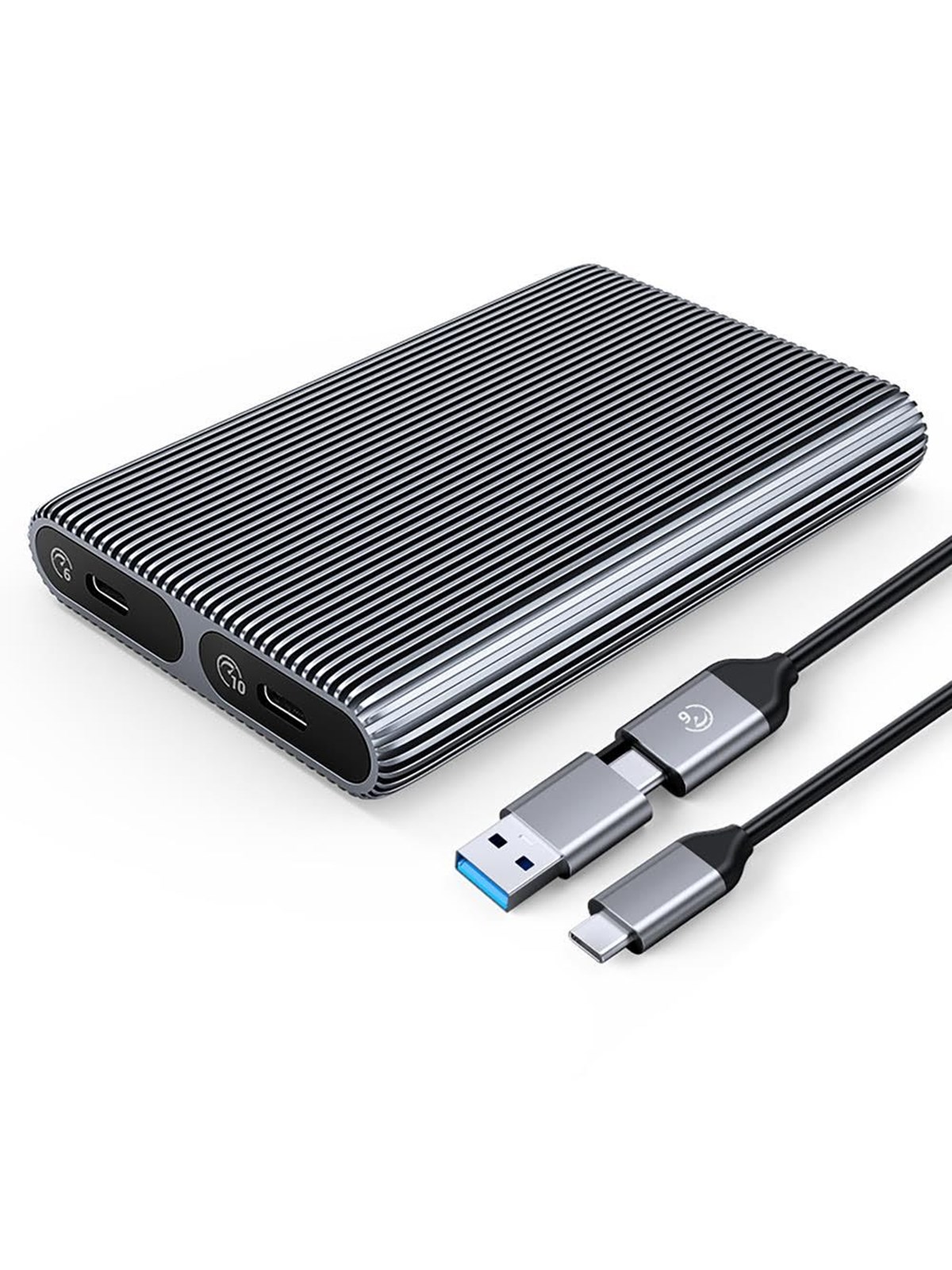 ORICO AM2C3-2N Dual Disk Caddy for Two Drives: M.2 SATA and NVME USB-C 3.2 10Gb/s - Gray - Extern Festplatte