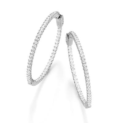 Paar Creolen "mit funkelnden Zirkonia Steinen, Silber 925", weiß, GIORGIO MARTELLO MILANO, Ohrringe, Damen