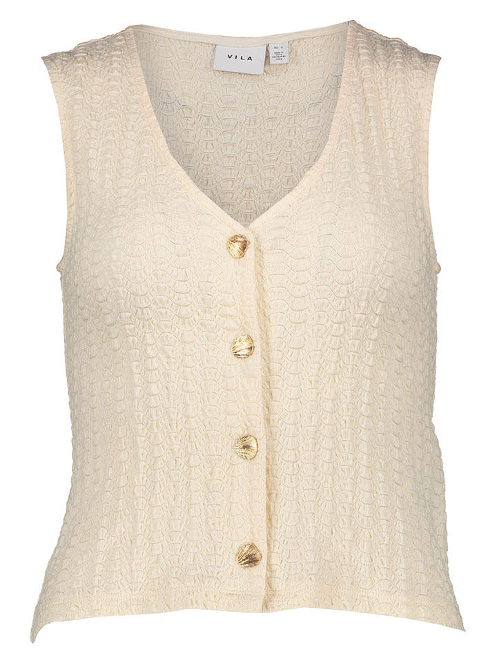 Vila Strickweste in Beige - M