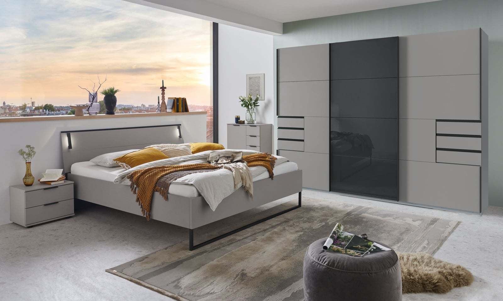 home24 Zweefdeurkast Tilburg - Grijs - 270 cm