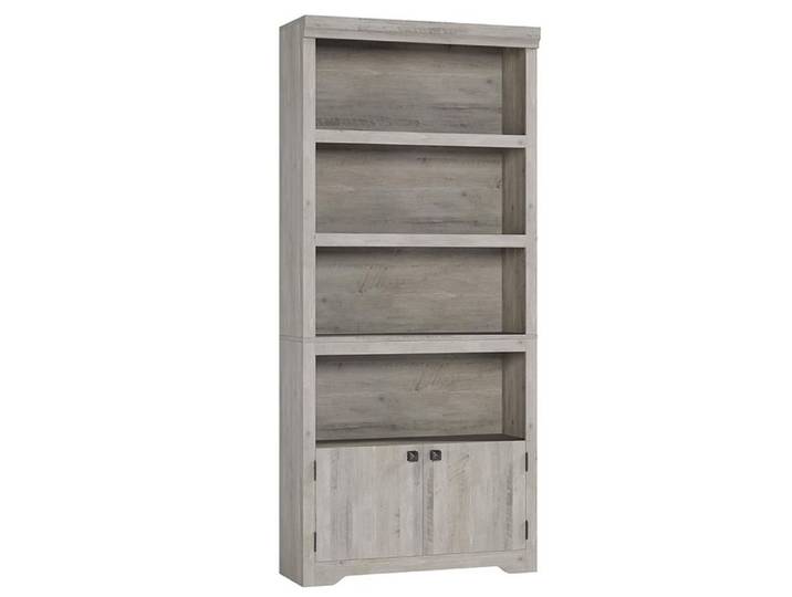 GARVEE Bibliothèque à 5 Niveaux avec Portes Bibliothèque haute Meuble De Rangement en MDF Étagères Réglables Design Moderne gris