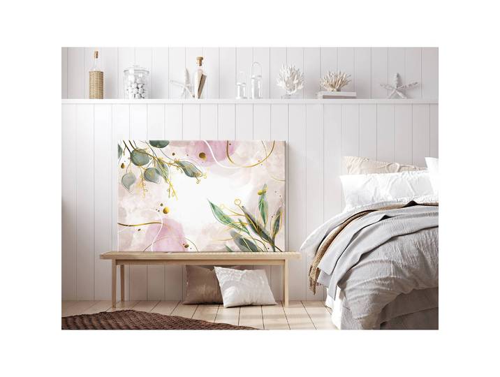 Wandbild Flash of Nature Leinen Pink 90 x 60cm