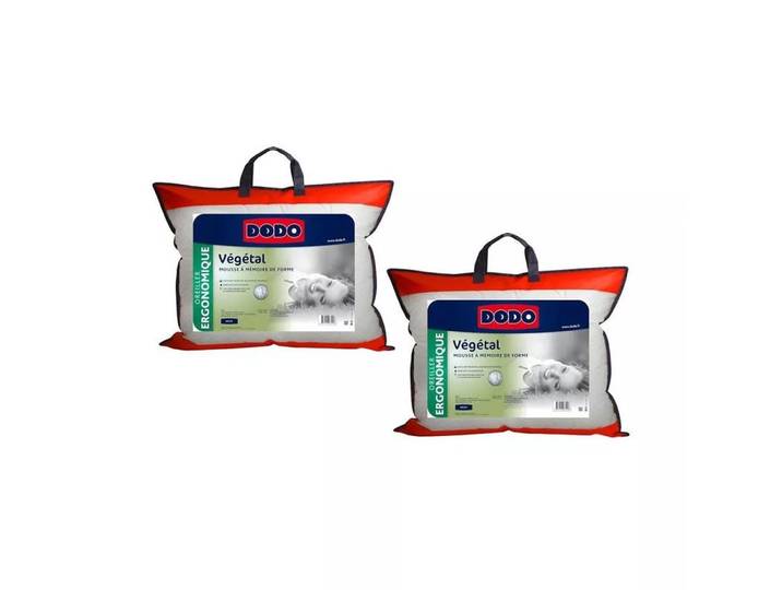 DODO - Ergonomisches ViscoKopfkissen 2erSet VEGETAL, Vegetal Ergonomisches Visco Kopfkissen 2er Set, 45 x 70 cm, Weiss