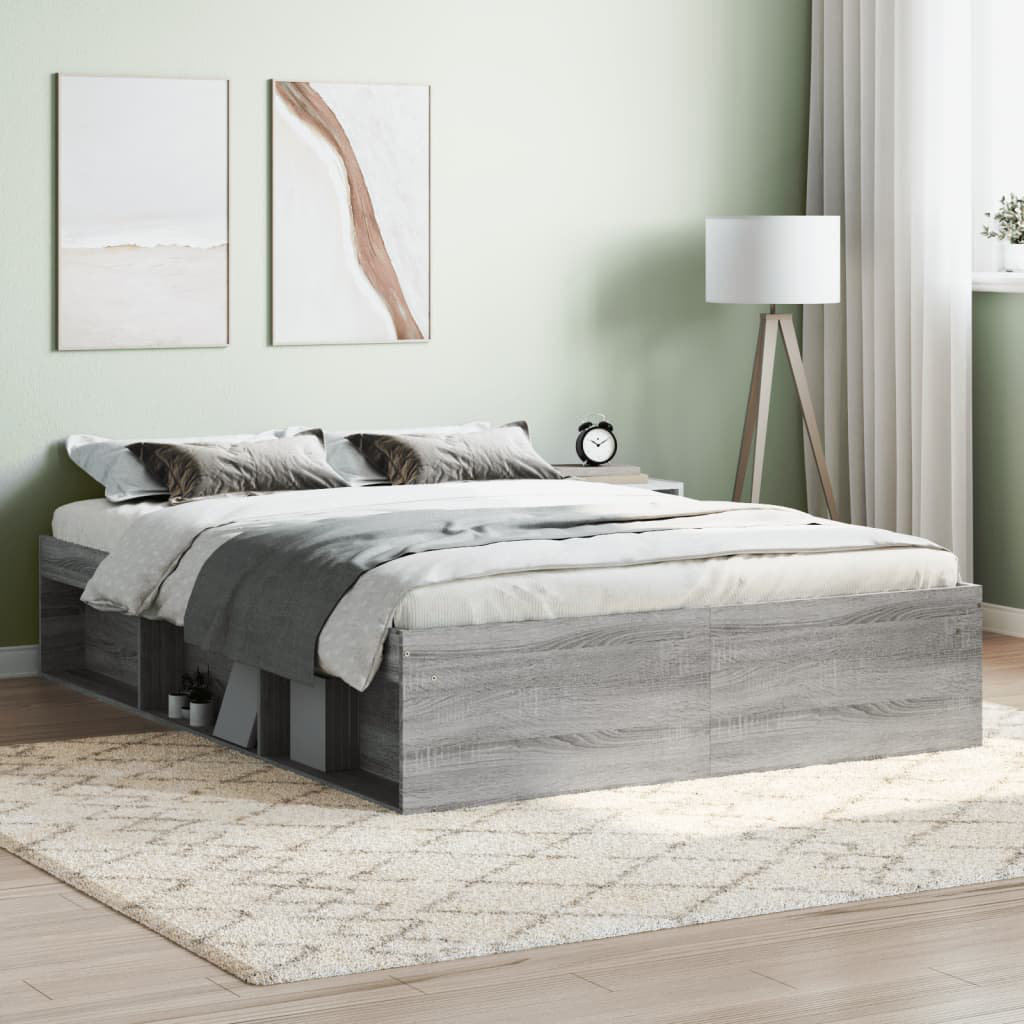 Latitude Run Afriani Storage Bed Grey Sonoma Double (4'6)