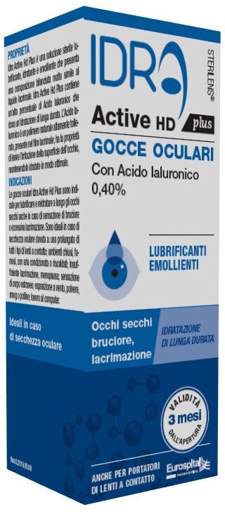 EUROSPITAL SpA Sterilens Idra Active HD Plus Gocce Oculari Acido Ialuronico 0,40% 10ml - Lubrificante Oculare