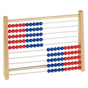 Betzold Rechenschieber 85144, 100 Perlen, Rechenrahmen, aus Holz, rot / blau