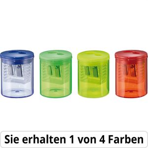 Herlitz Spitzer 8680100, farbig sortiert/transparent, doppelter Dosenspitzer, aus Kunststoff