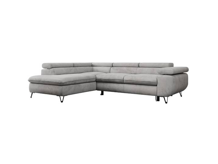 ECKSOFA PEDRO L Hellgrau Velvet - Links Seite