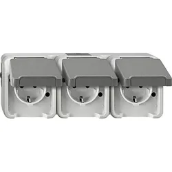 Merten SCHUKO-Dreifach-Steckdose lichtgrau MEG2390-8029