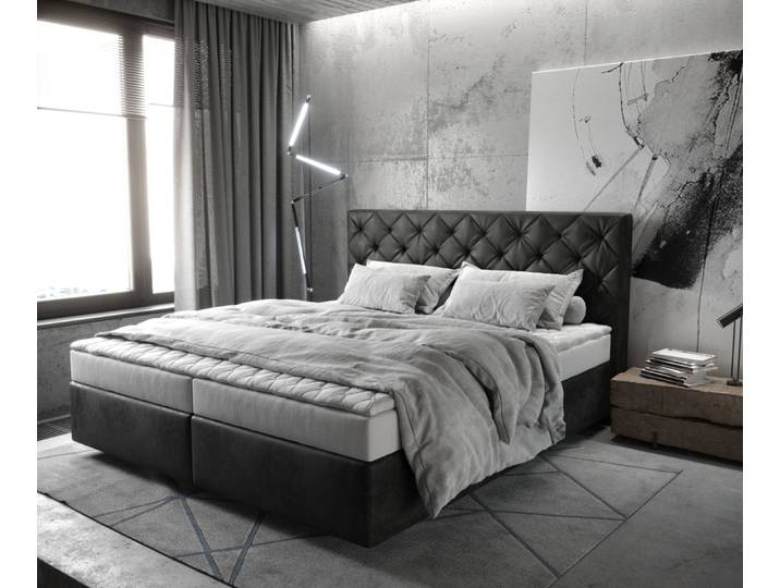 Boxspringbett Dream-Great 180x200 cm Mikrofaser Anthrazit Vintage mit Matratze und Topper, Boxspringbetten