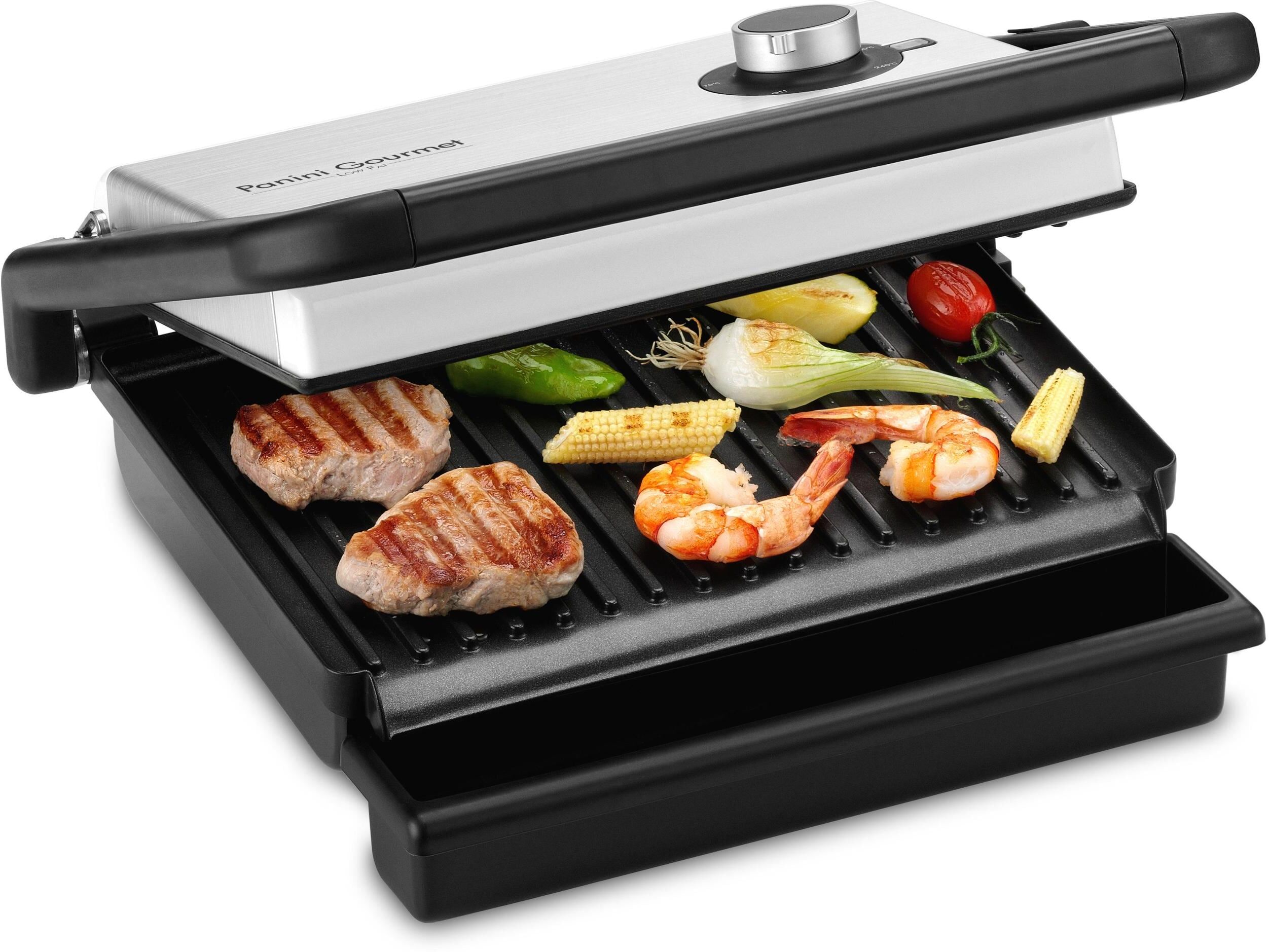 Paninigrill TRISA "Grill Panini Gourmet", silber (silberfarben), B:33,5cm H:13cm T:27,5cm, Kontaktgrill_Standgrill_Tischgrill_Teppanyakigrill, Paninigrill silberfarben Einheitsgröße