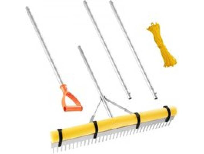 VEVOR Rechen Aluminium, 914 mm Kopf, 2590 mm Stiel, großes, Laubrechenwerkzeug für die Landschaftsgestaltung, Gartenrechen zum Auflockern von Erde, Garten & Hof, Teichkies & Strandrasenpflege