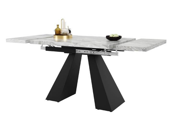 SeedWave Esstisch Ausziehbarer, 99-159 cm verstellbare Größe, moderne Marmoroptik, verstellbare Stabilitätspads, stabile Doppelfußkonstruktion