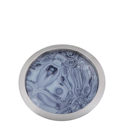 Tablett FINK "TOLERANCE", silber (blau), H:2,5cm Ø:40,5cm, Tabletts