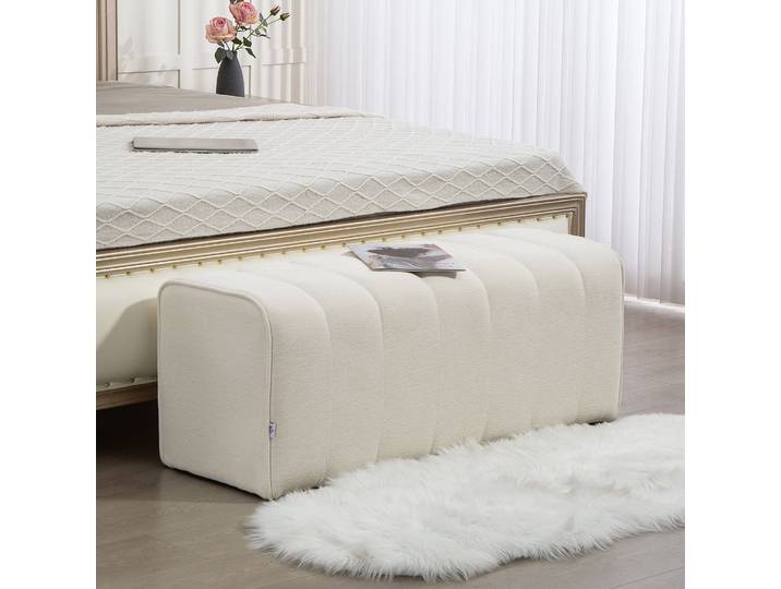 HOMCOM Banc Moderne Rembourré Bois 220kg Crème