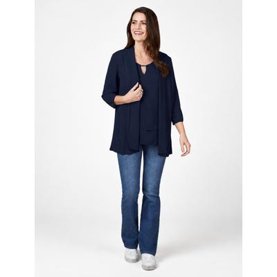Longbluse "Hermann Lange Kleiderjacke/Bolero/ Hänger", Damen, Gr. 48, marine, 100% Polyester, SELECT BY HERMANN LANGE, Blusen Longbluse